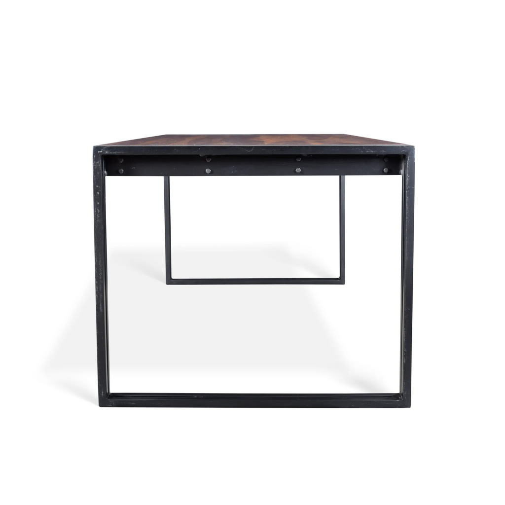 Solid Sheesham Wood Dining Table with Metal Legs