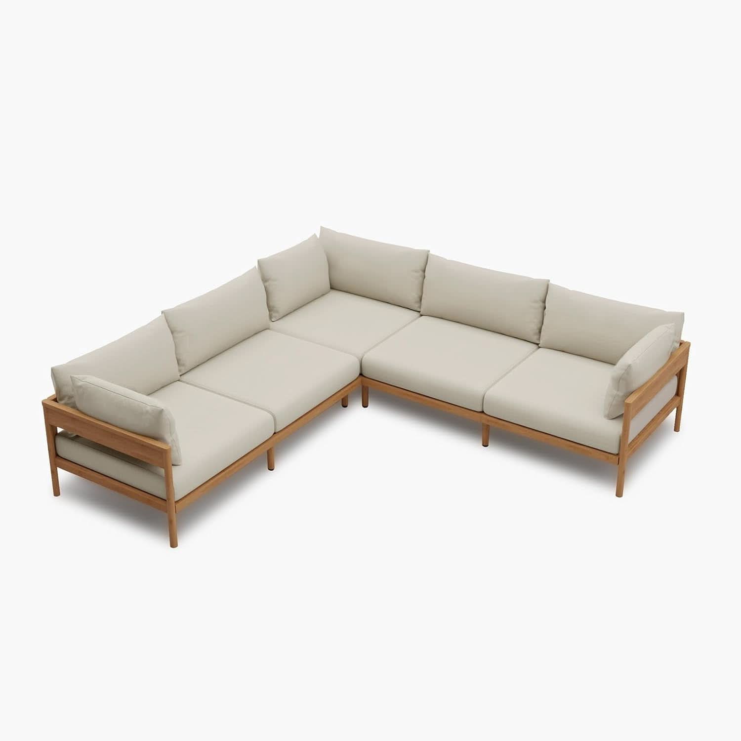 Modern Outdoor Sectional Sofa Set with Beige Cushions