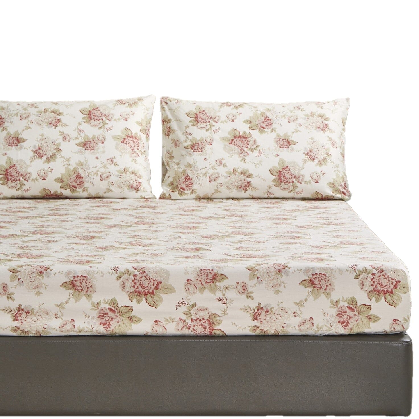 Hint of Mint Dainty Cottage Floral Cotton Fitted Sheet w/ Pillow Case