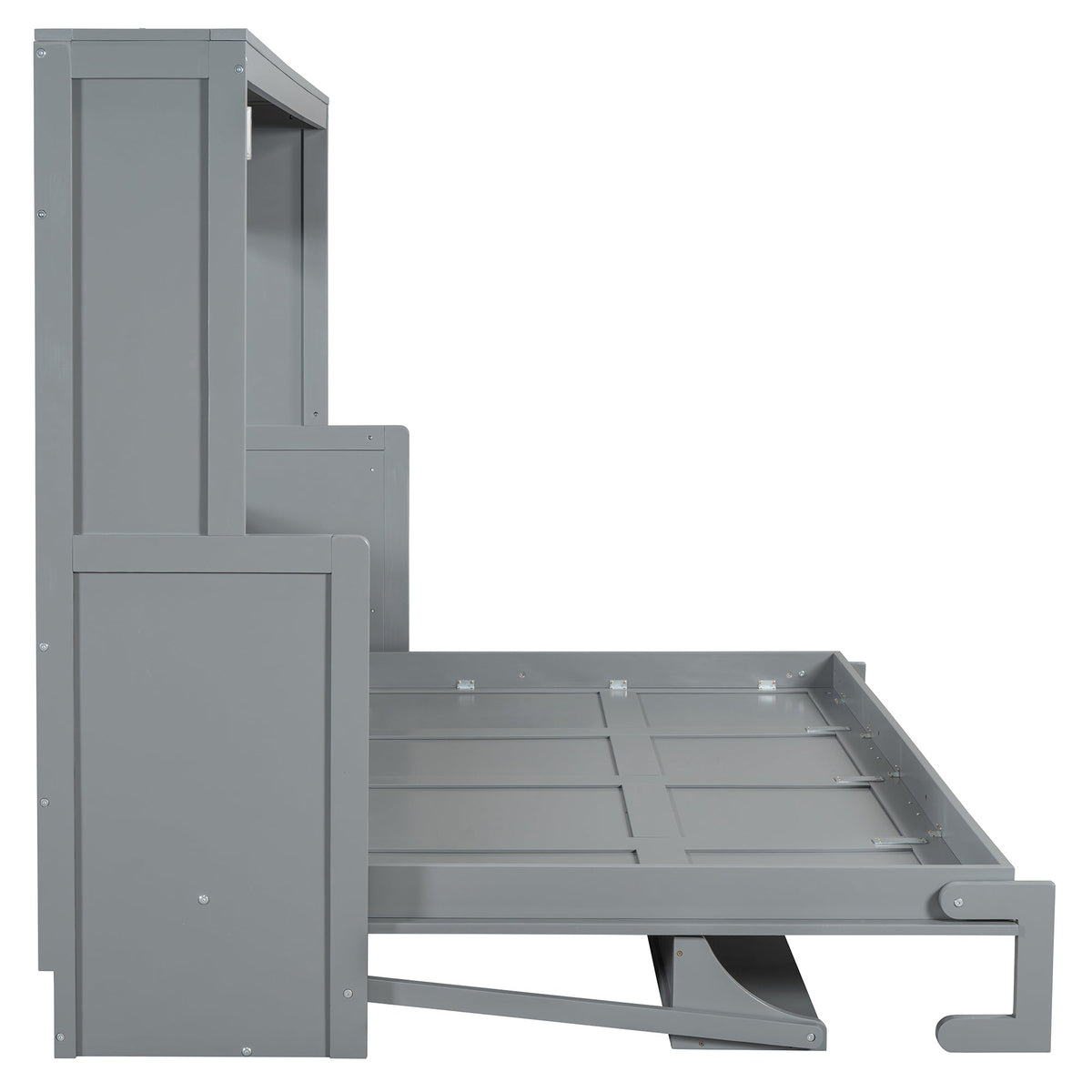 Queen Size Murphy Bed with Hydraulic Lift &amp; Desk Design - Gray