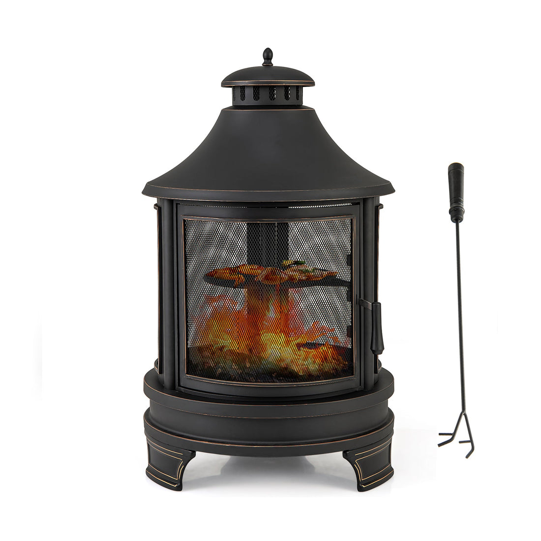 Outdoor Fire Pit/Chiminey with Grill for Garden BBQ