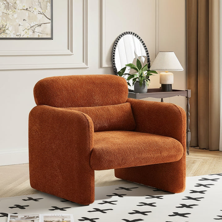 Modern Sherpa Upholstered Armchair in Burnt Orange