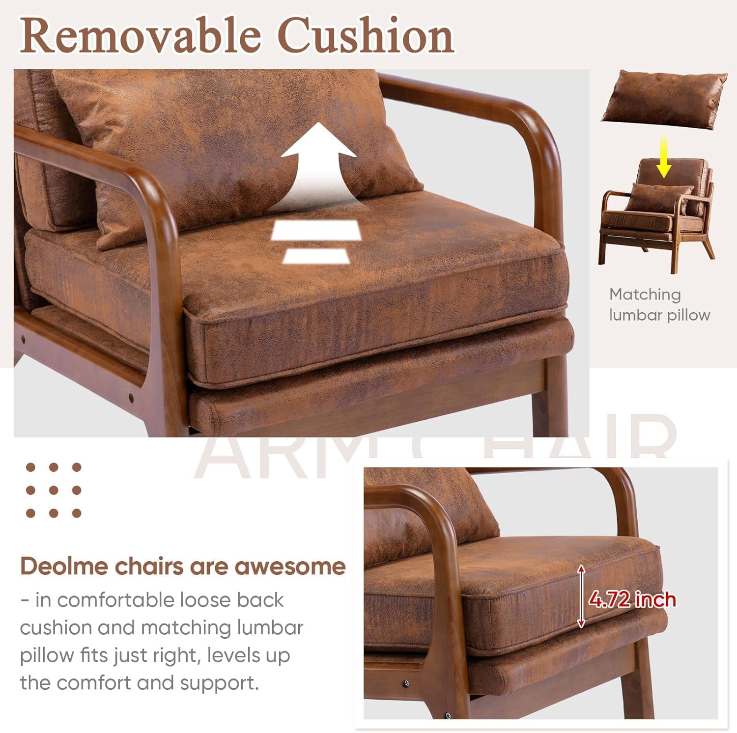 Brown Microfiber Midcentury Modern Accent Chairs - 2 pc Set