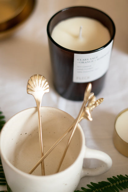Set of 4 Brass Seashell Stirrers - Small