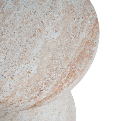 Outdoor/Indoor Lightweight Concrete Side Table in Travertine Finish
