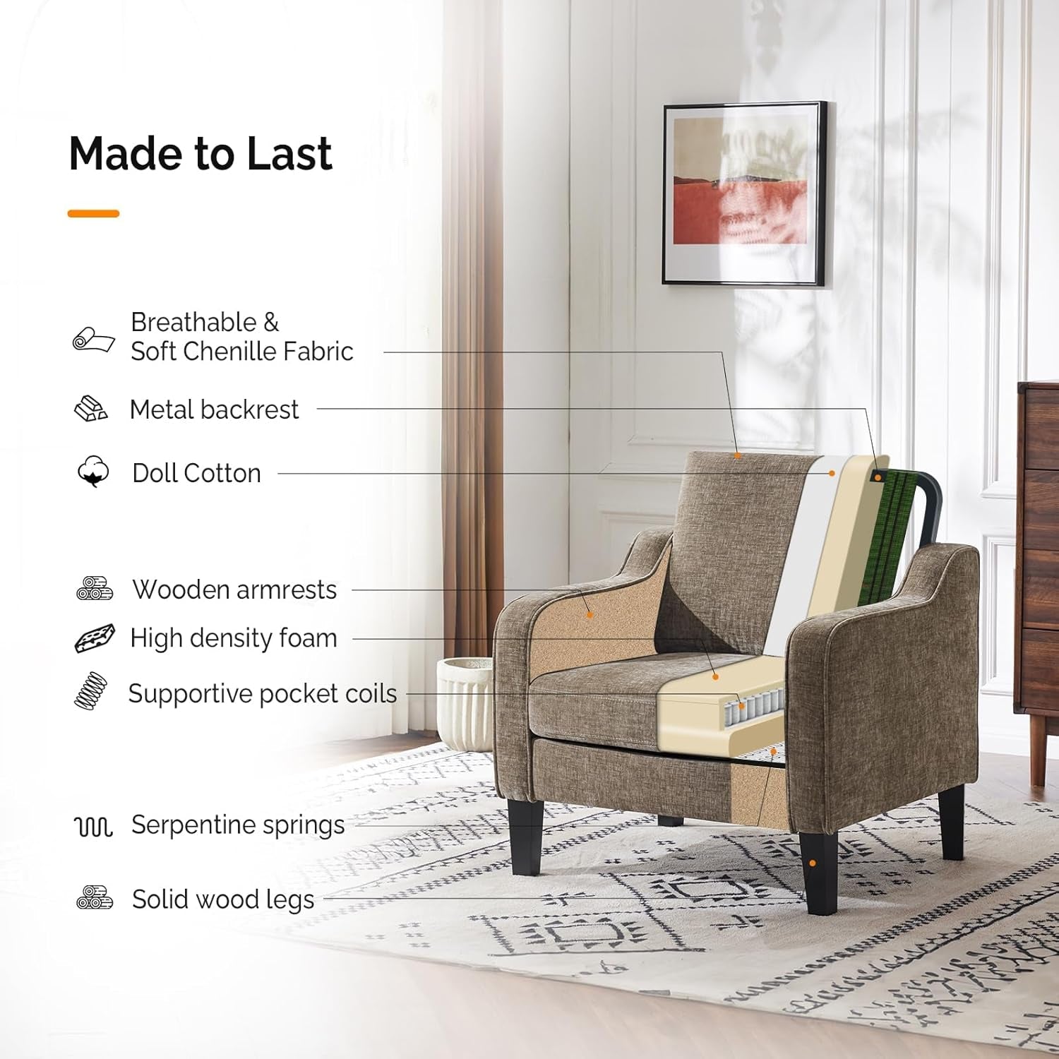 Light Brown Upholstered Accent Chairs - 2 pc Set
