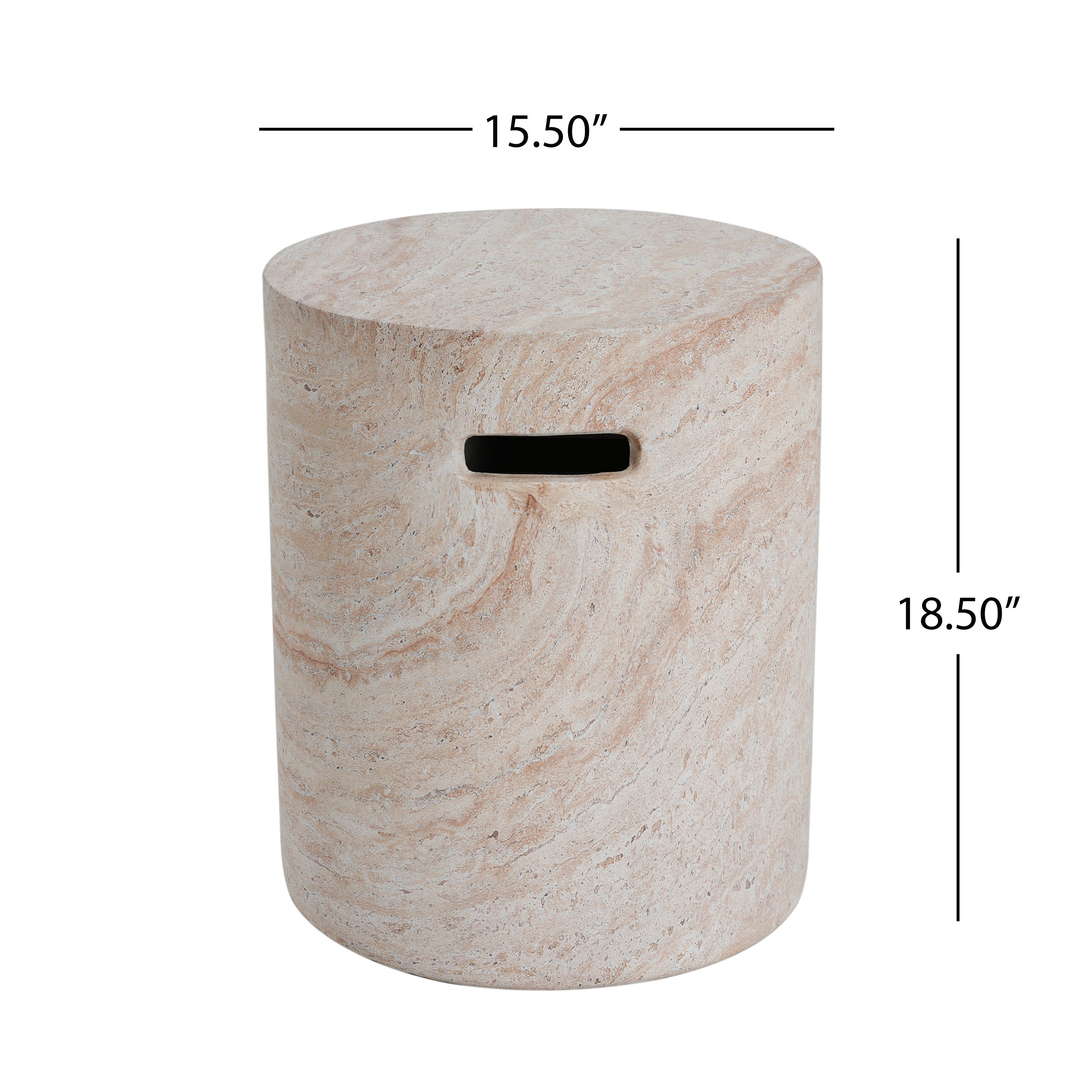 Indoor/Outdoor Concrete Side Table with Travertine Finish