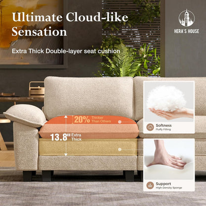 Chenille Modular Sectional Sofa in Beige