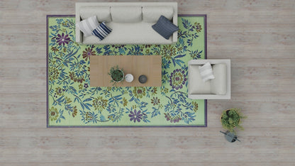Wildflowers Green/Eggplant Reversible Outdoor Mat