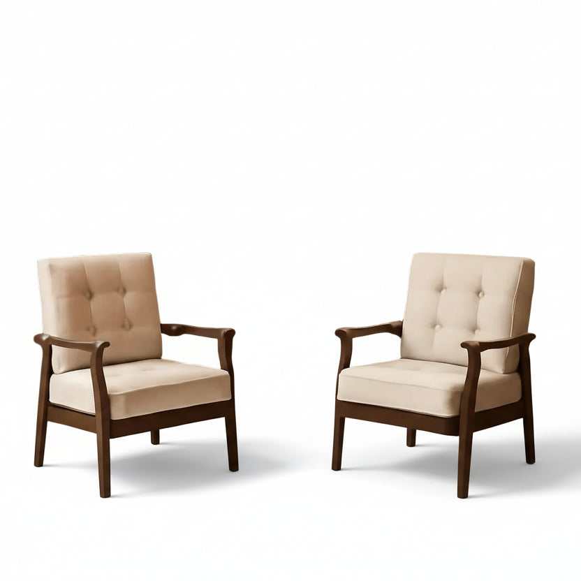 Mid-Century Fabric Upholstered Armchairs - Set Of Two