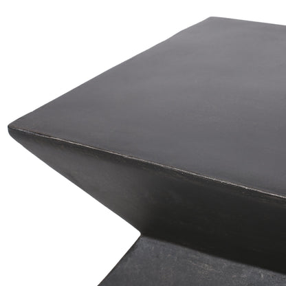 Indoor/Outdoor Lightweight Concrete Side Table in Metal Finish