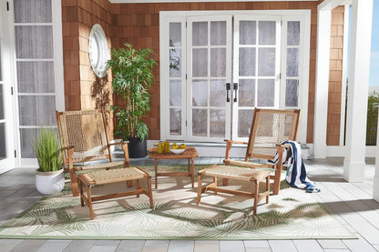 Outdoor Acacia Wood Rattan 5 Piece Patio Set