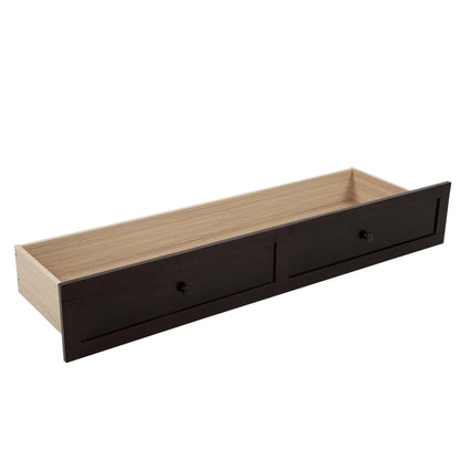 Queen Size Murphy Bed, Pine Wood with Power Station and Rattan Decoration Panel - Espresso