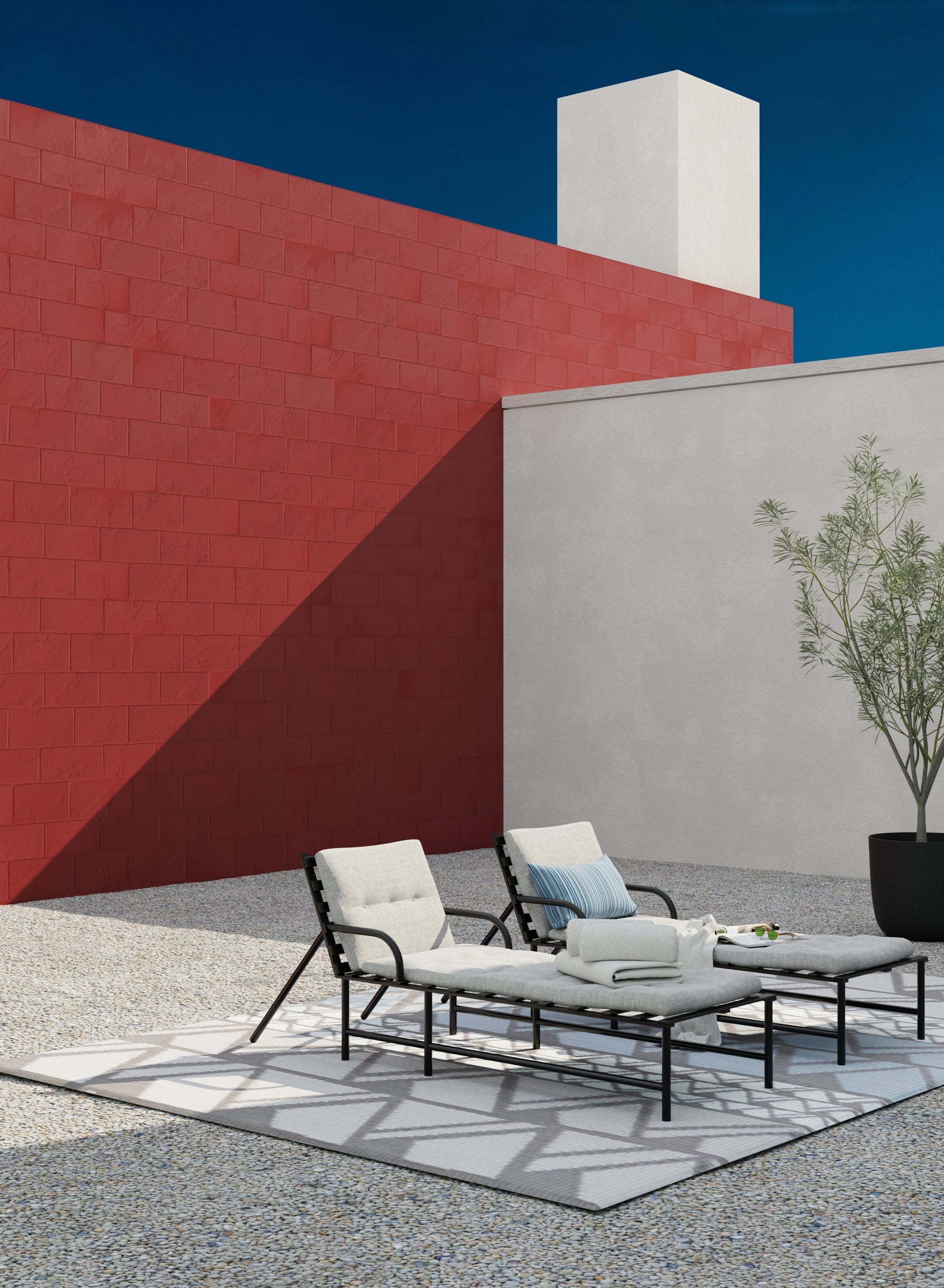 Zig Zag Grey Outdoor Mat