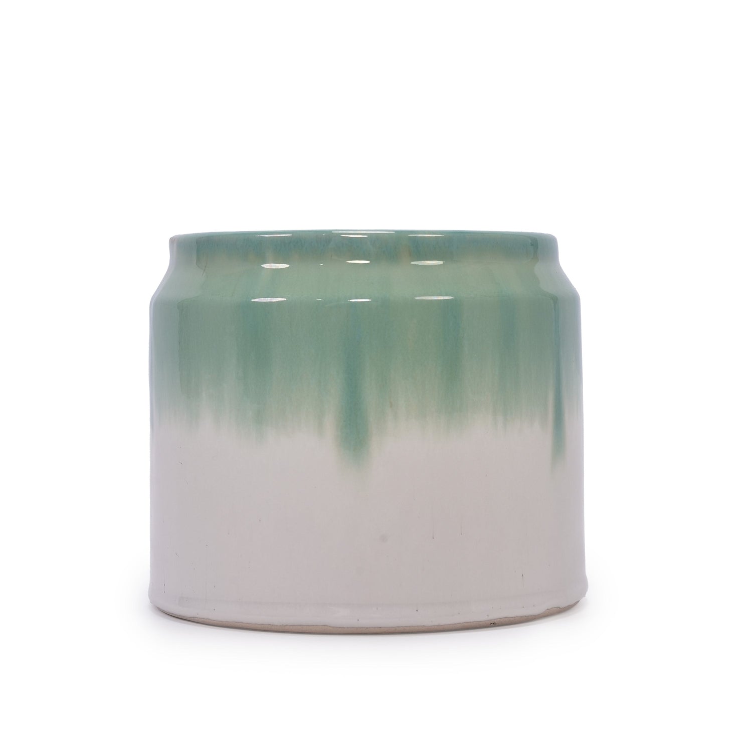 Set of 2 Gradient Ceramic Flowerpots - White/Green