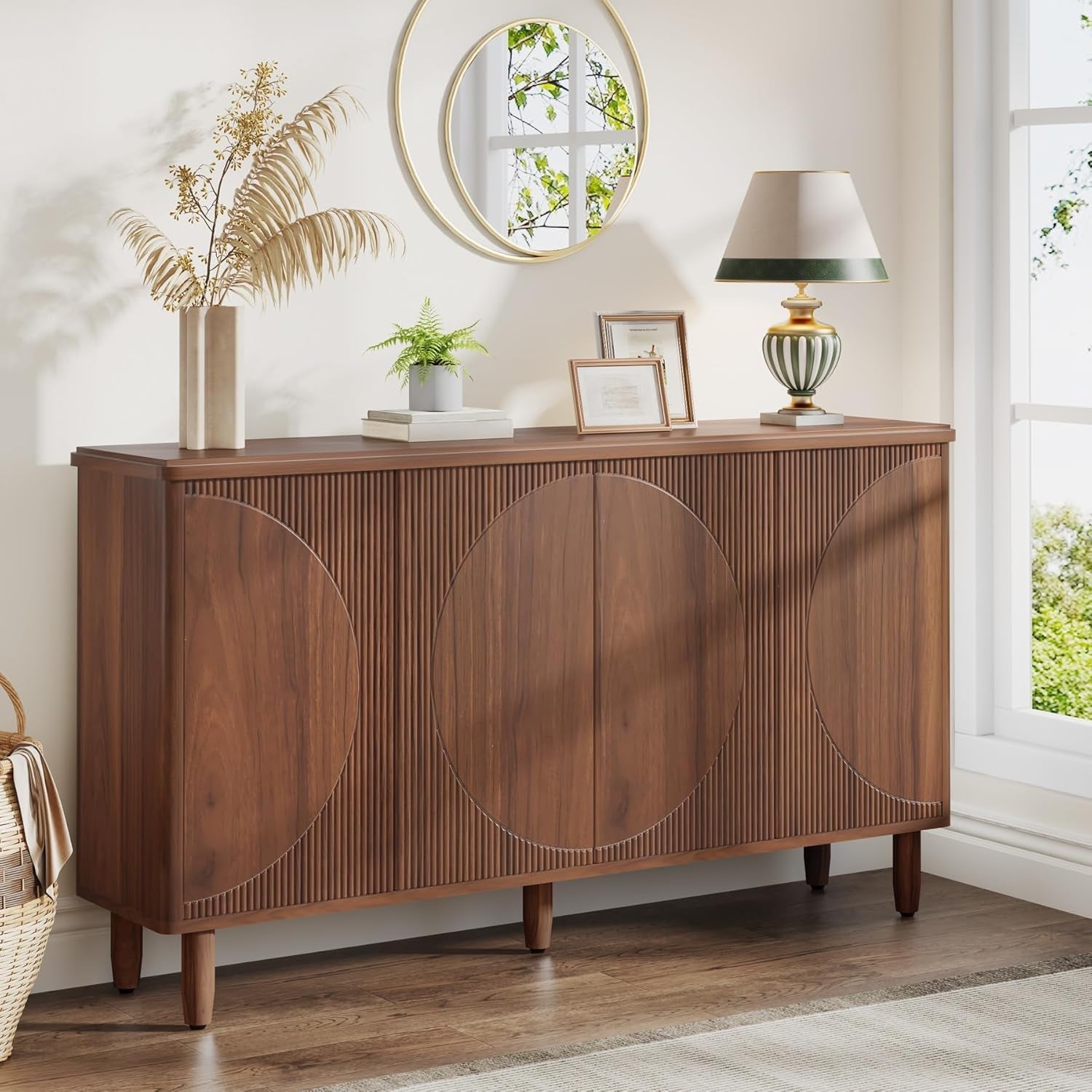 Buffet Cabinet Sideboard With Storage in Wood Finish