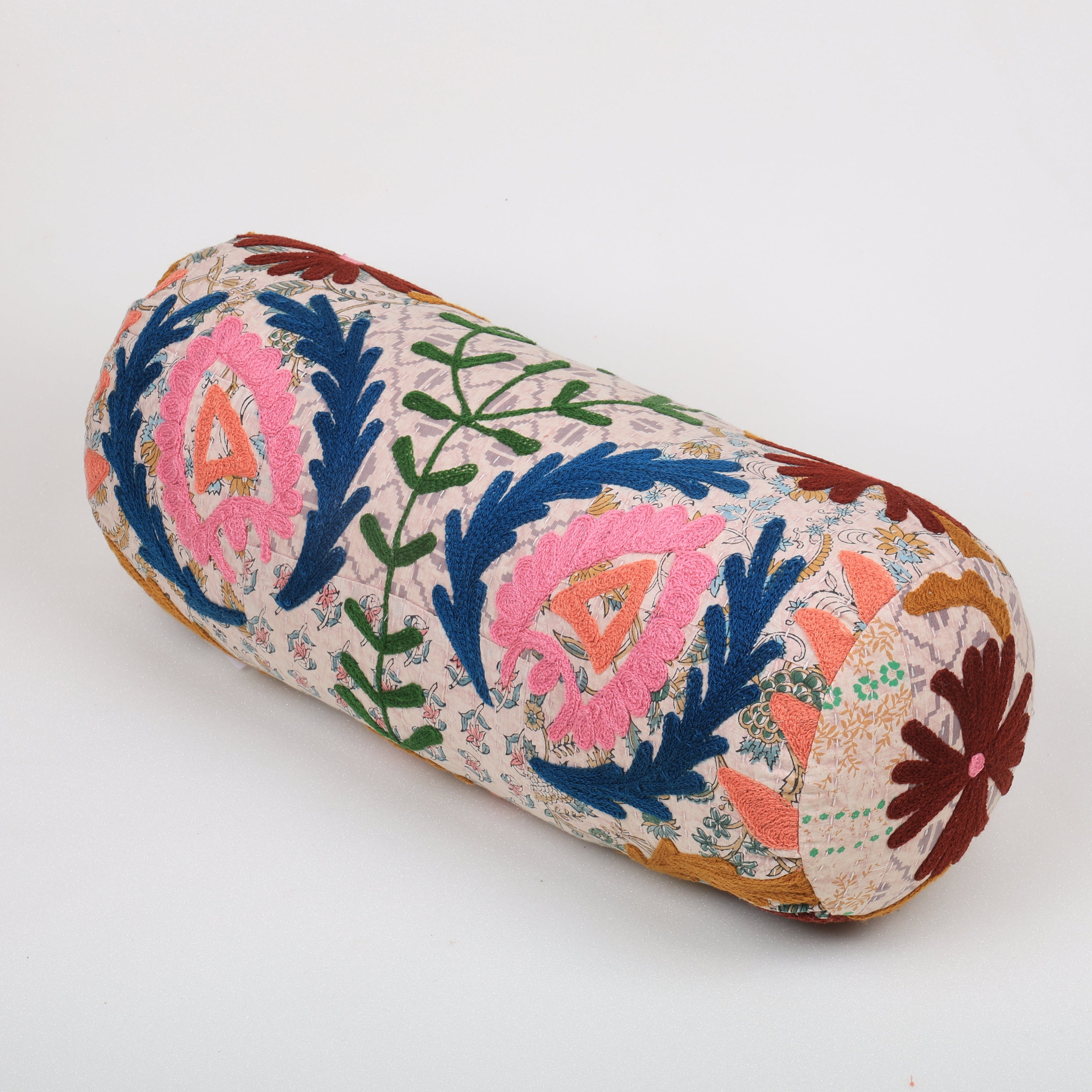 Kantha Gudari Bolster Pillow | 21x8"