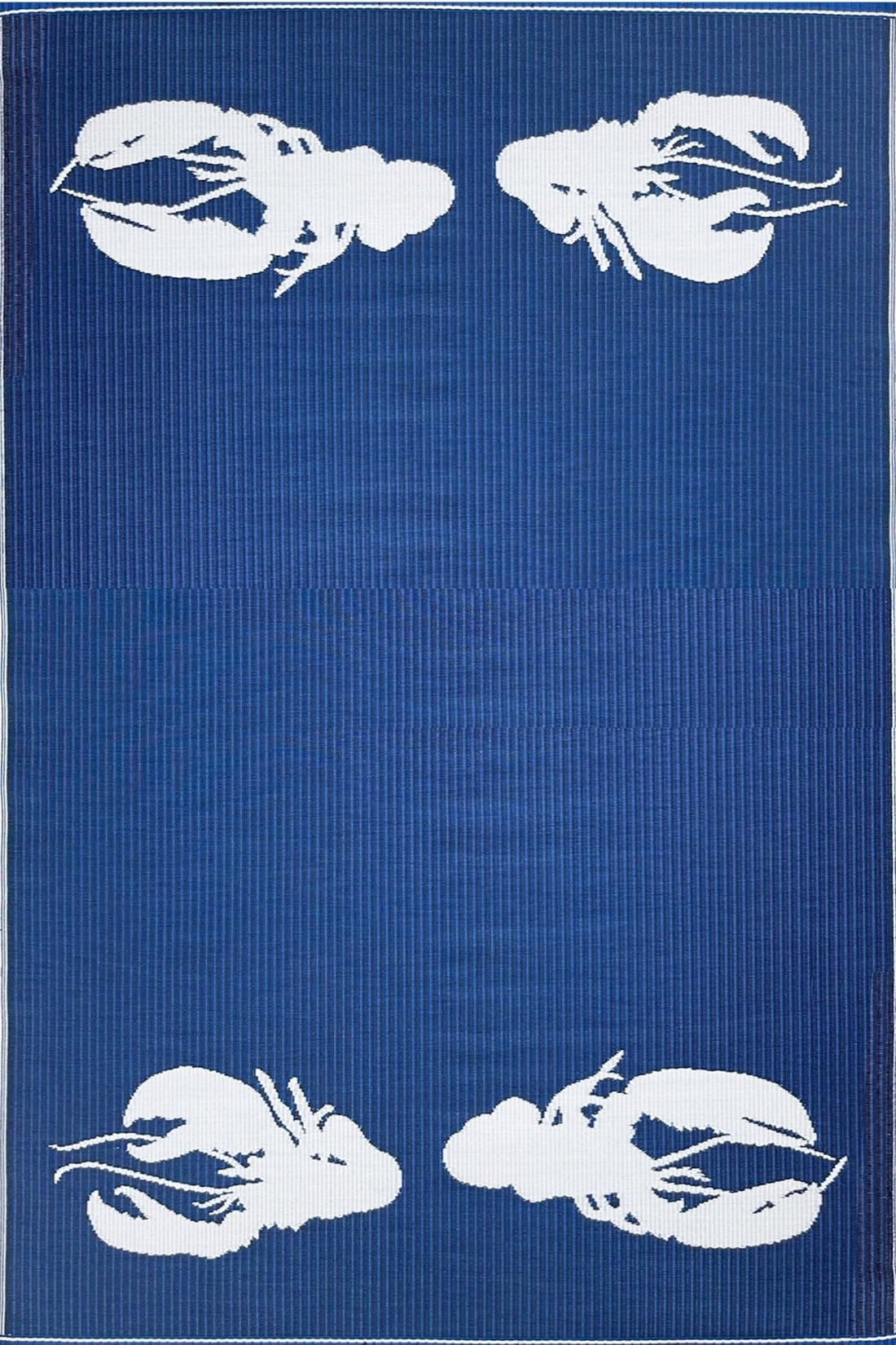 Four Lobster Blue &amp; White Outdoor Mat