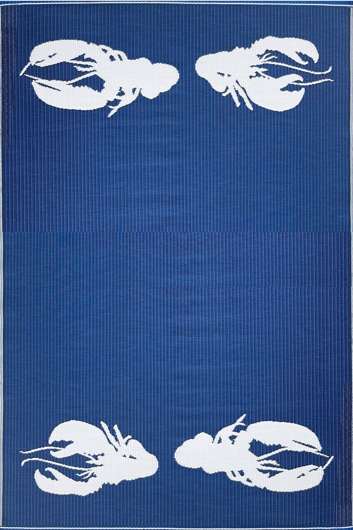 Four Lobster Blue &amp; White Outdoor Mat