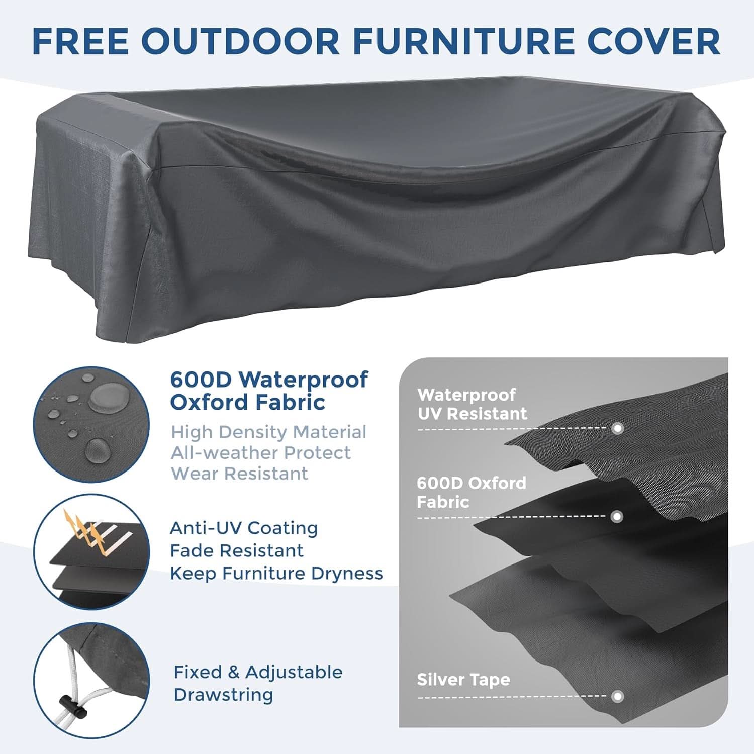 7 Piece Outdoor Modular Sectional Set With Waterproof Cover