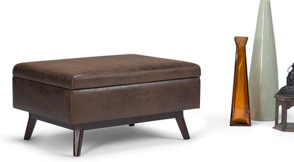 Owen Distressed Chestnut Brown Coffee Table Ottoman
