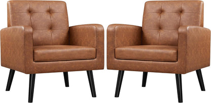 Brown Midcentury Upholstered Ergonomic Armchair