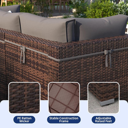 7 Piece Outdoor Modular Sectional Set With Waterproof Cover