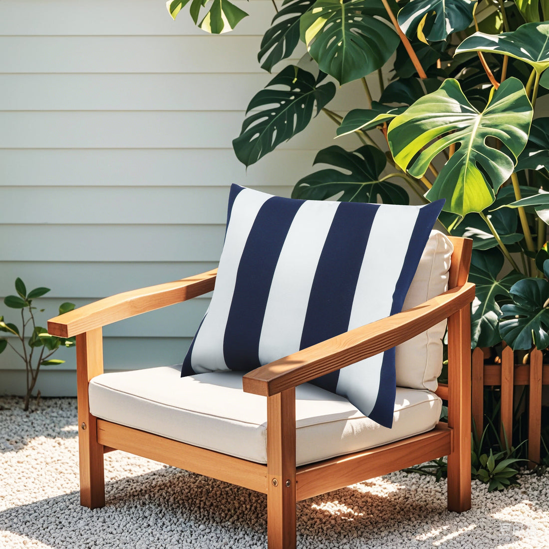 2 Pack Outdoor Throw Pillows - Navy Stripe