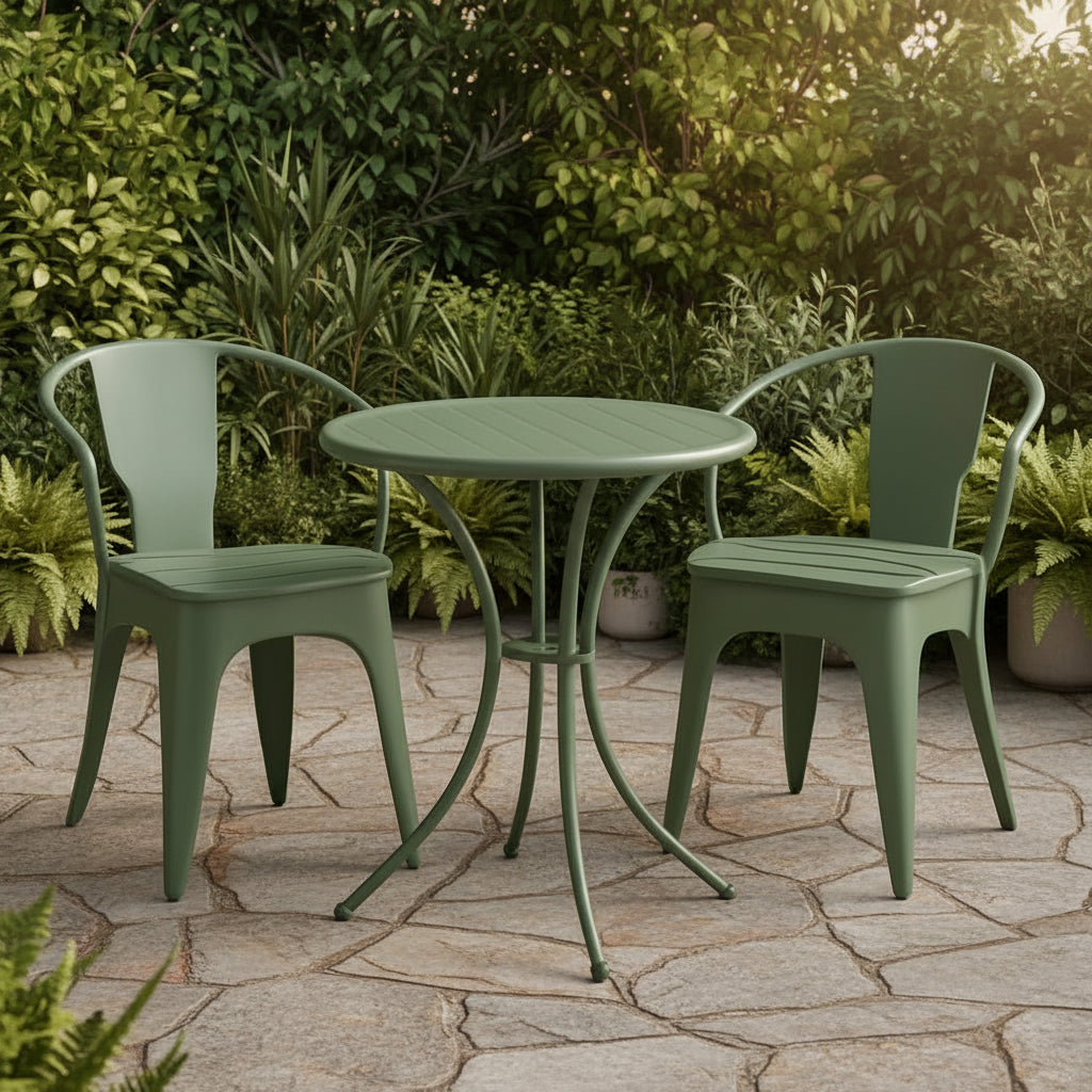Outdoor Bistro Set in Matte Green