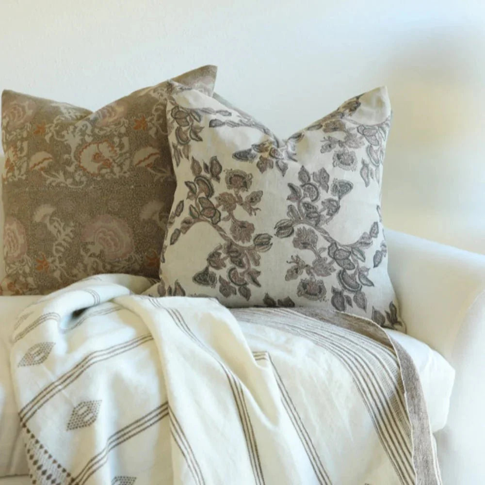 Mira Linen Floral Pillow Cover - Orchid