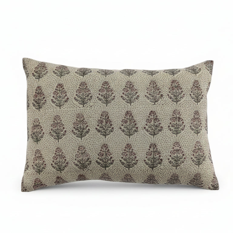 Padma Linen Floral Pillow Cover - Ruby