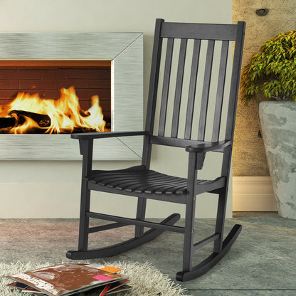 Indoor/Outdoor Wooden High Back Rocking Chair - Black, Natural, White