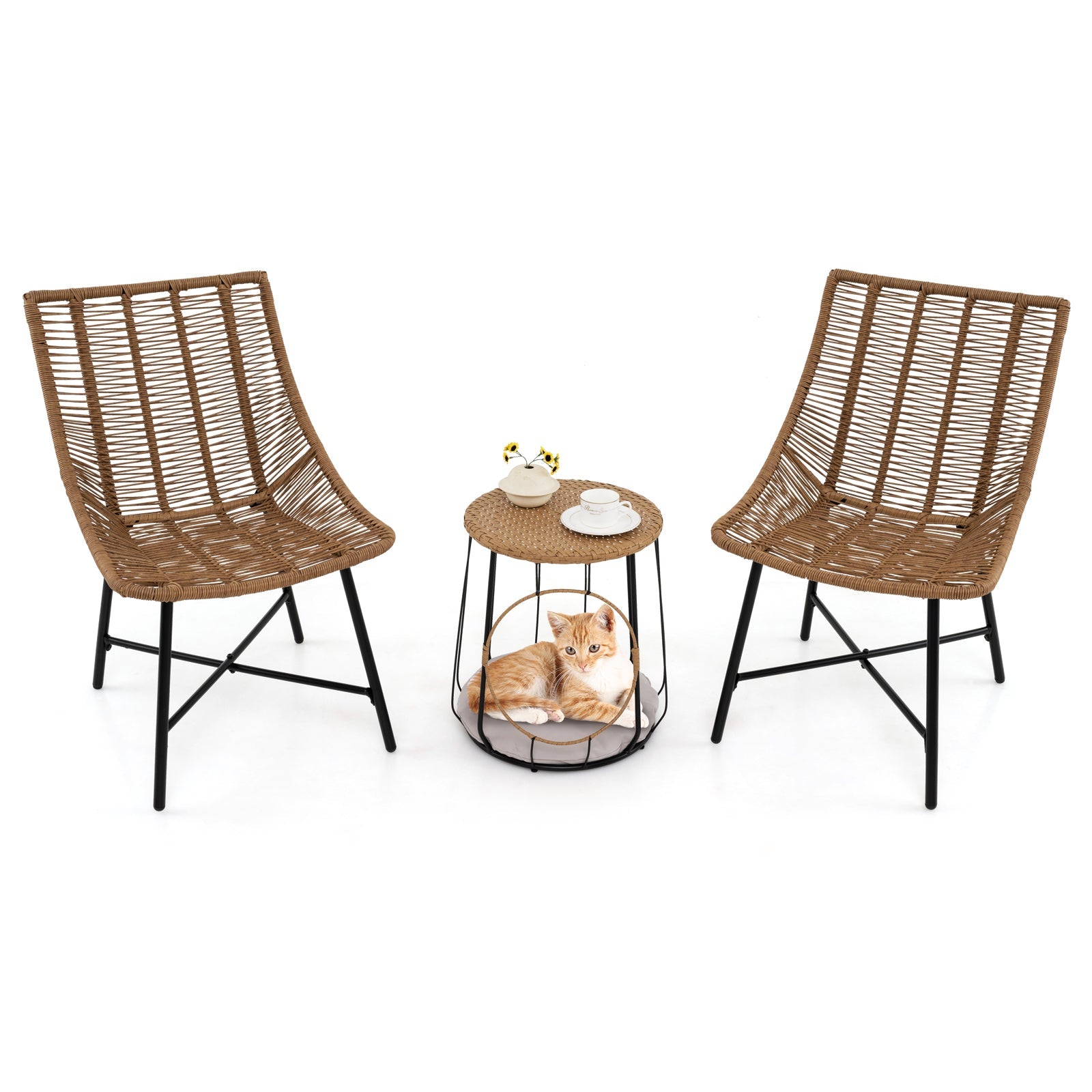3 Piece Outdoor Furniture Set with Pet House