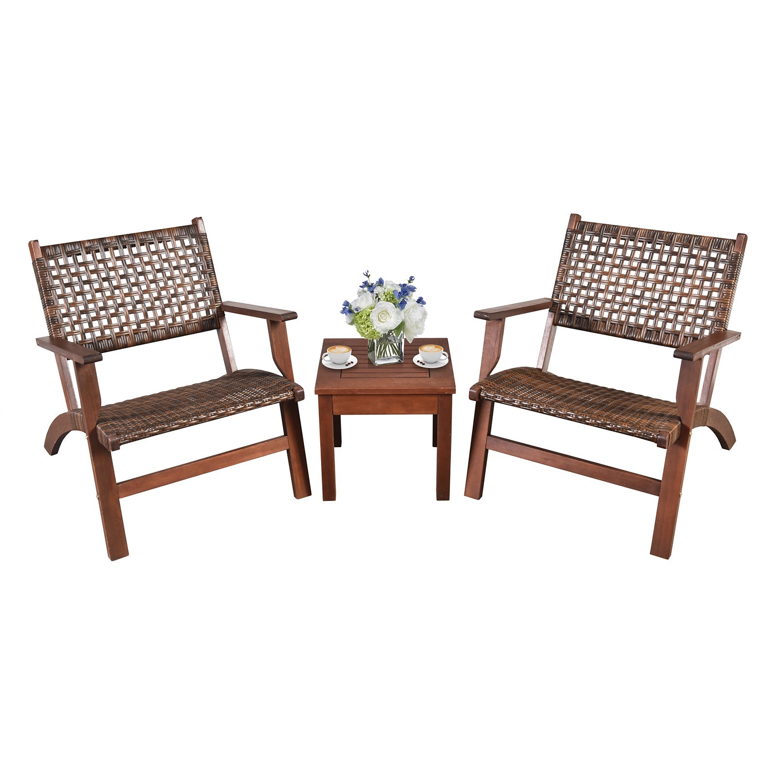 3 Pc Outdoor Rattan Patio Set