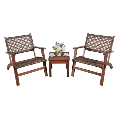 3 Pc Outdoor Rattan Patio Set