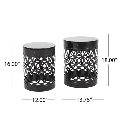 Black Powder Coated Iron End Tables - Set of 2