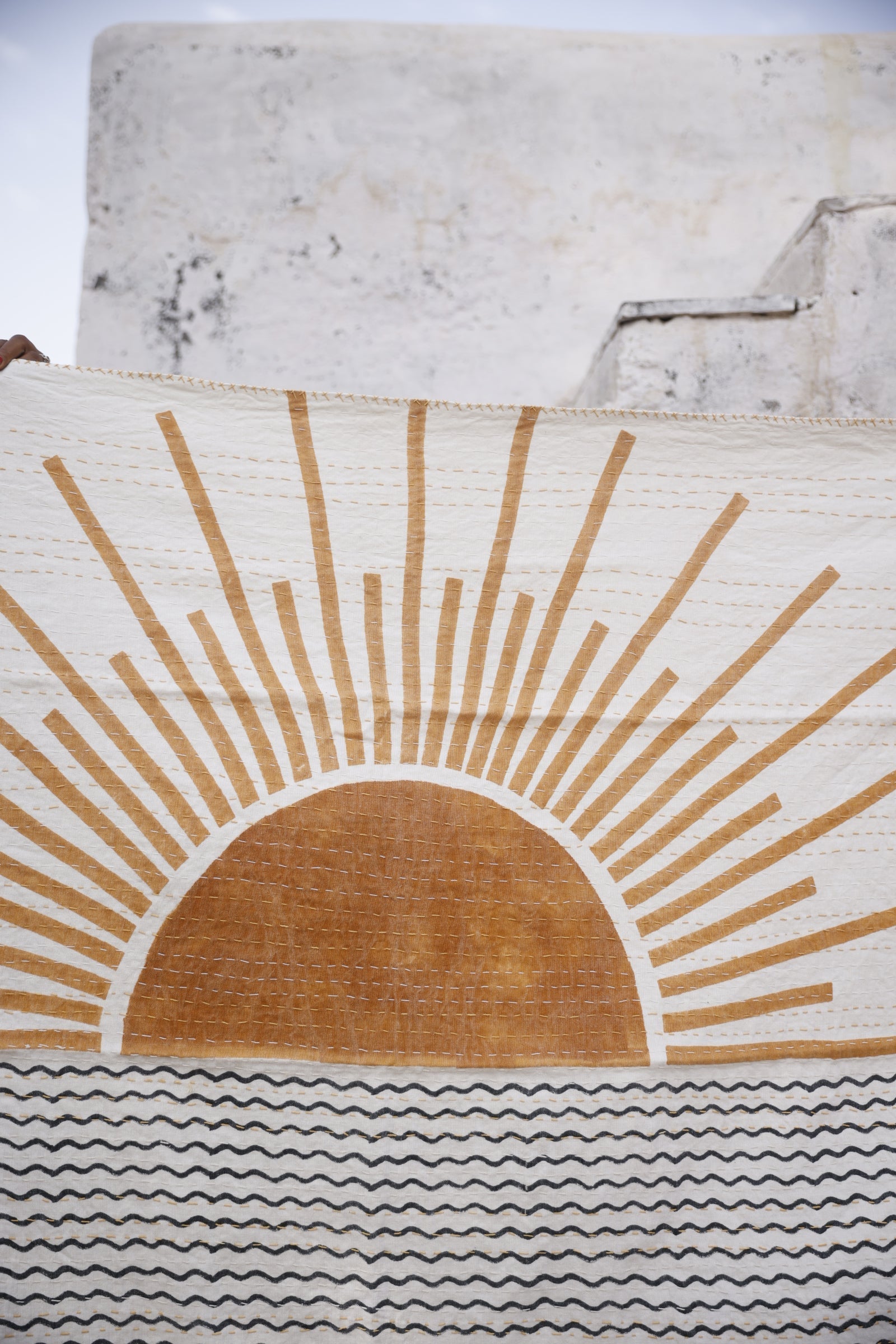 Rising Sun Linen Throw