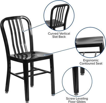 Commercial Grade Black Metal Indoor/Outdoor Dining Chair