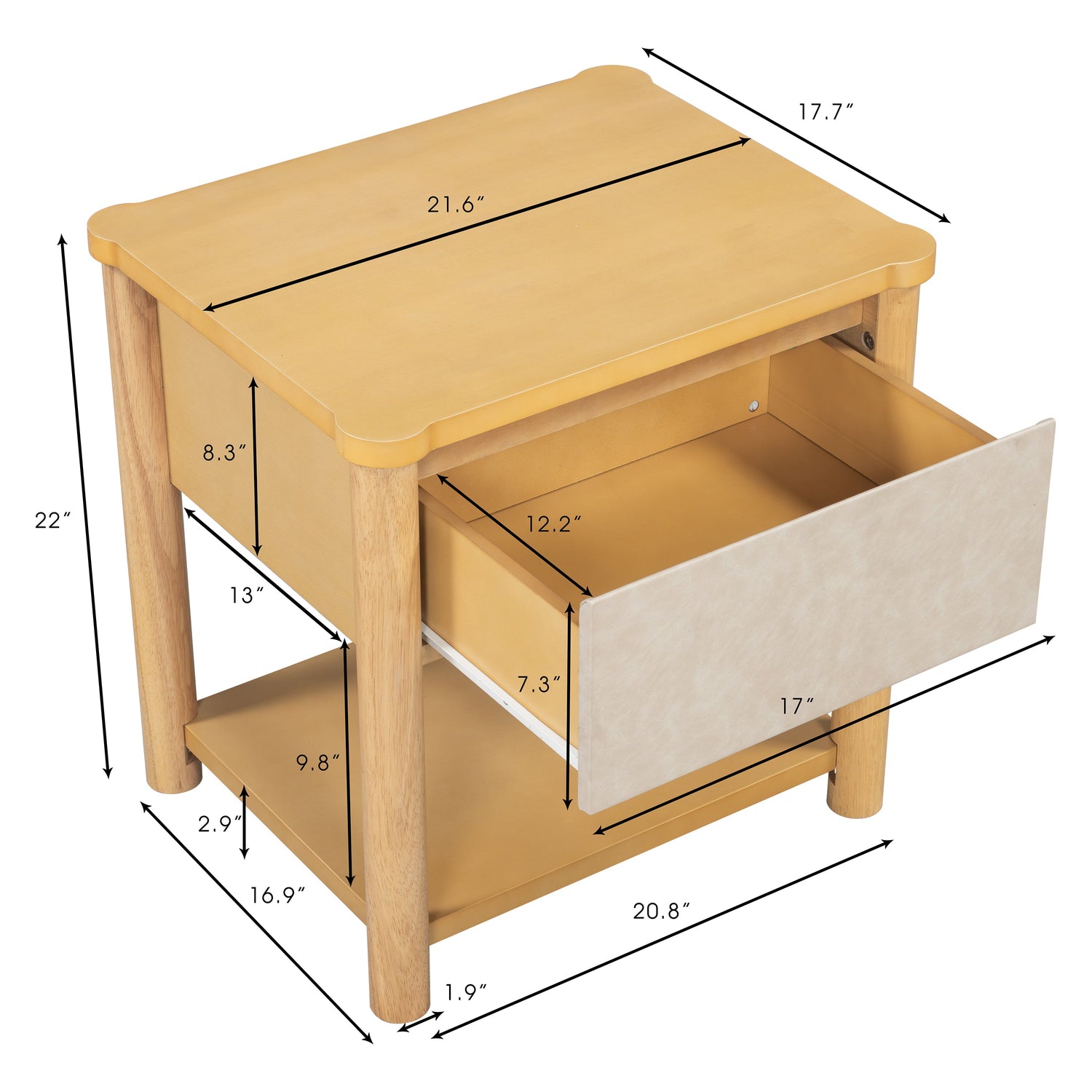 Modern Queen Bed Frame Set with 2 Nightstands - Beige Wood
