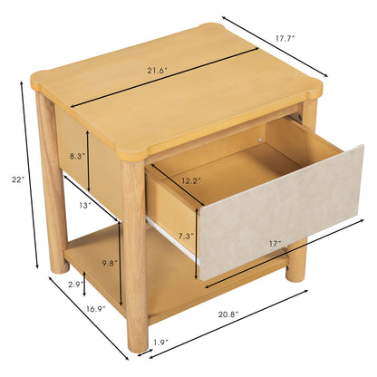 Modern Queen Bed Frame Set with 2 Nightstands - Beige Wood