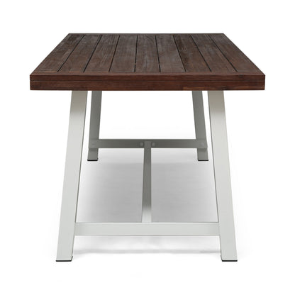 Outdoor Acacia Dining Table with Metal Legs - 79 inch