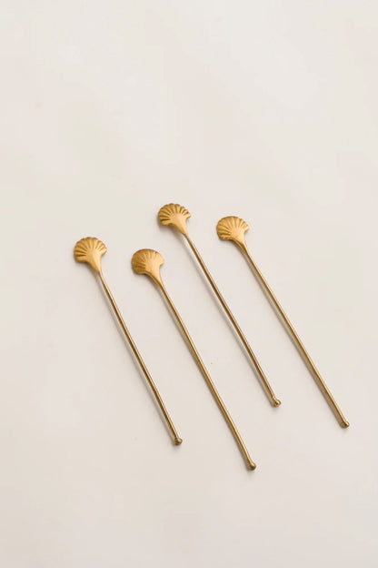 Brass Seashell Stirrers - Set of 4