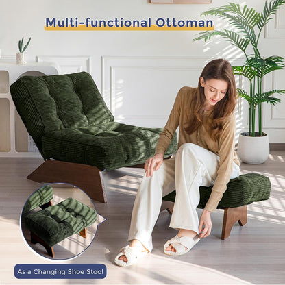 Adjustable Accent Chair With Ottoman in Green