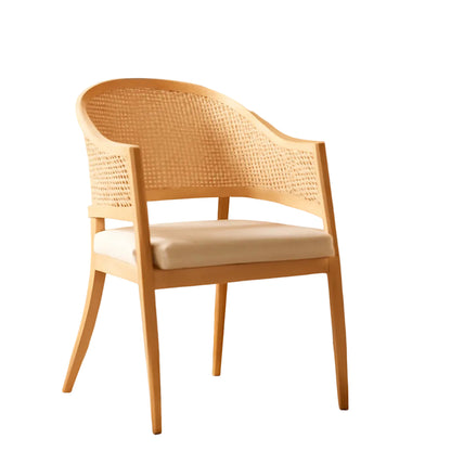 Natural Rattan Accent Chair with Brass Caps