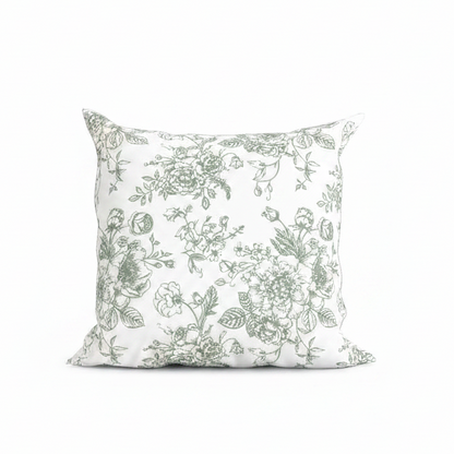 Green Floral Toile Pillow in Rosecrest