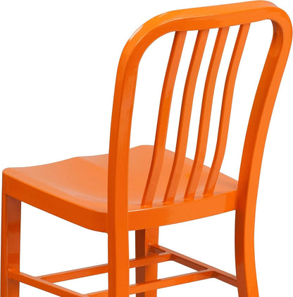 Set of 2 Commercial Grade Indoor/Outdoor Metal Dining Chairs- Orange