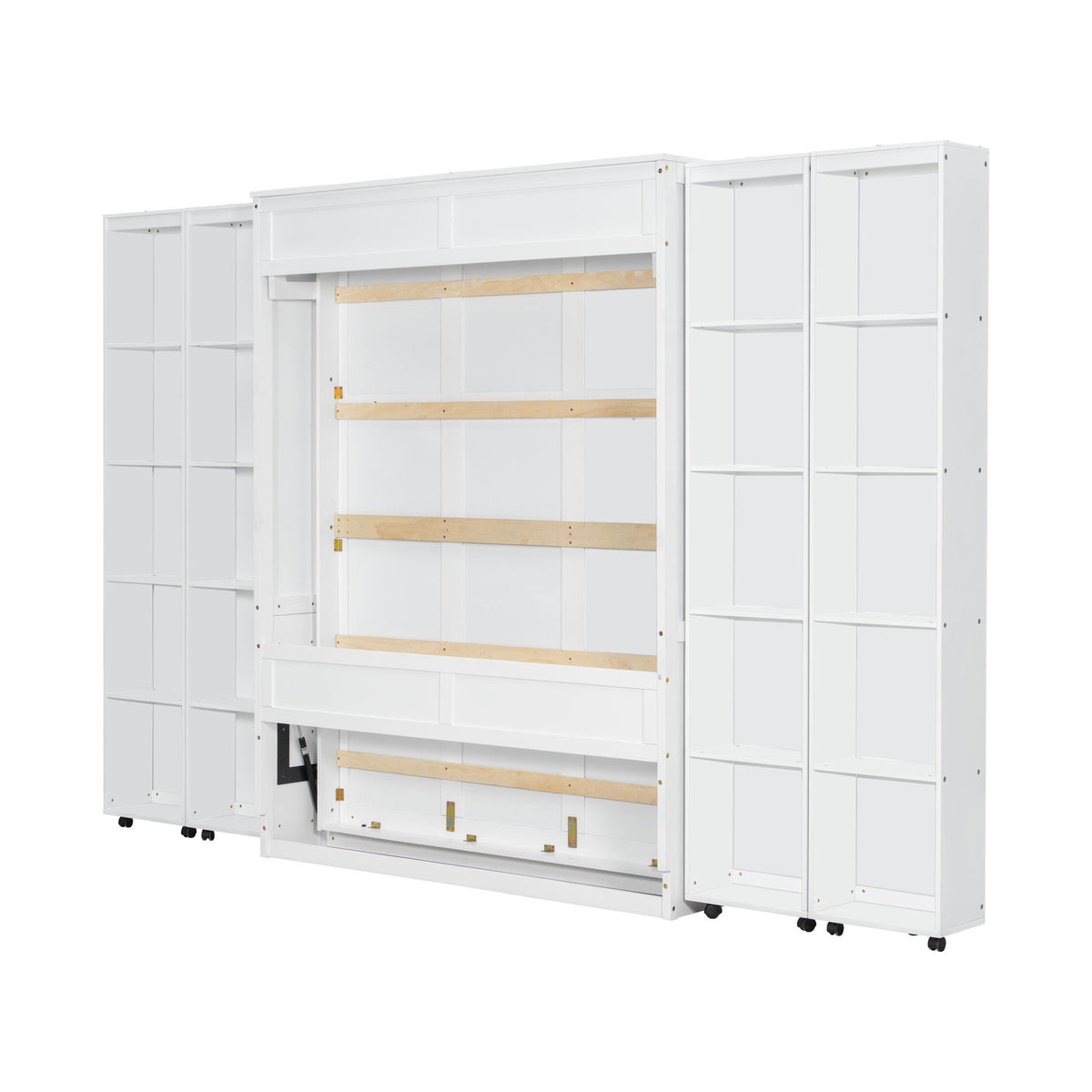 Queen Murphy Bed with Storage Doors - White