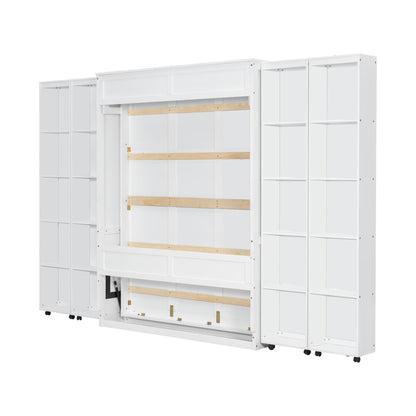 Queen Murphy Bed with Storage Doors - White