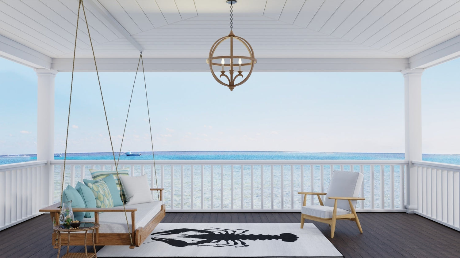 Lobster Black &amp; White Outdoor Mat