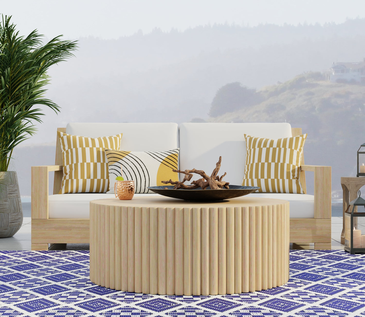 Scotch Blue &amp; White Outdoor Mat